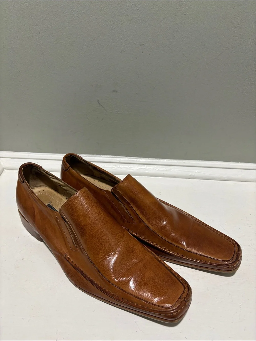 Fratelli Select Genuine Leather Men's Slip-On Brown Dress Loafers - size 9.5